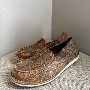 Ariat Floral Embossed Leather Flats